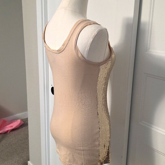 White House Black Market Stylish Sequin Gold Tank - Picture 5 of 5